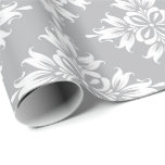 Gray Floral Damask Symetric Royal Bridal Wedding Wrapping Paper<br><div class="desc">Delicate Gray White Composition
florenceK design</div>
