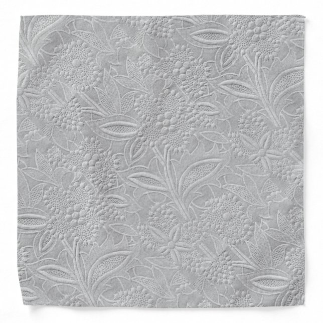 Gray Floral Embossed Look Bandana (Front)