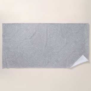 Gray Floral Embossed Look Beach Towel