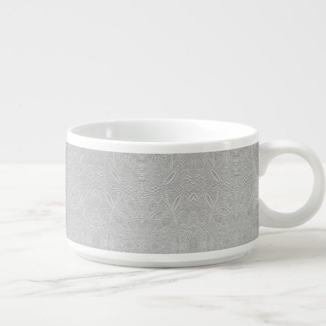 Gray Floral Embossed Look Bowl (Left)
