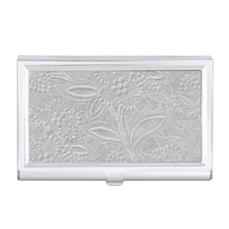 Gray Floral Embossed Look Business Card Case