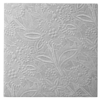 Gray Floral Embossed Look Ceramic Tile