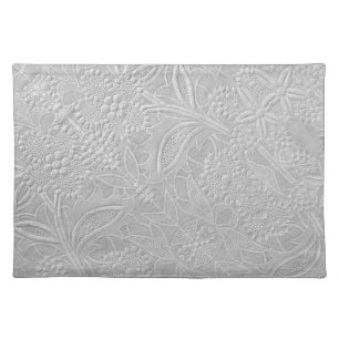 Gray Floral Embossed Look Cloth Placemat