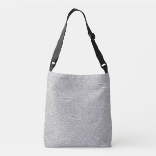 Gray Floral Embossed Look Crossbody Bag