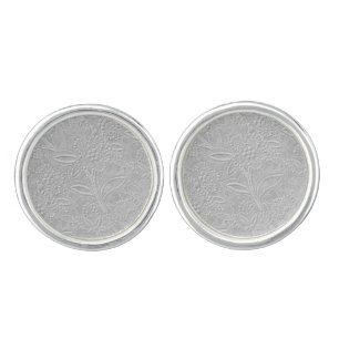 Gray Floral Embossed Look Cufflinks