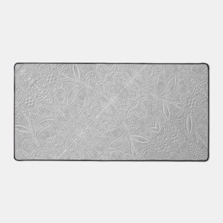 Gray Floral Embossed Look Desk Mat