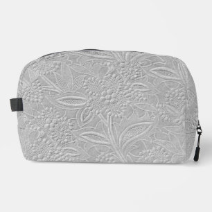Gray Floral Embossed Look Dopp Kit