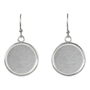 Gray Floral Embossed Look Earrings