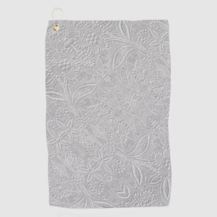 Gray Floral Embossed Look Golf Towel