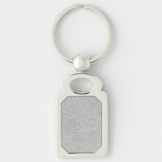 Gray Floral Embossed Look Keychain
