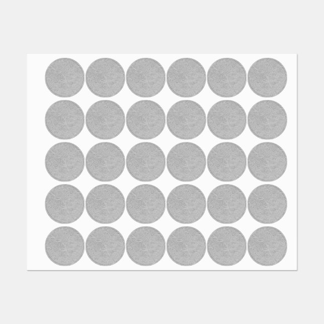Gray Floral Embossed Look Labels (Sheet)