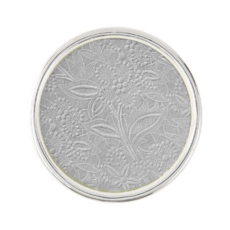 Gray Floral Embossed Look Lapel Pin