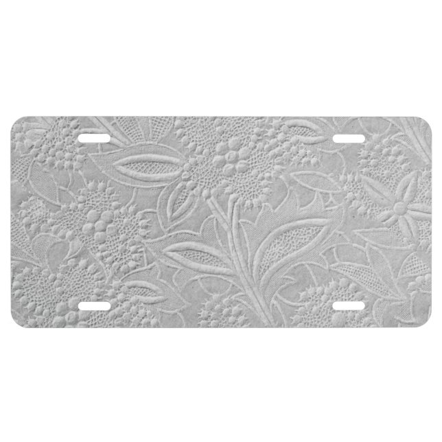 Gray Floral Embossed Look License Plate (Front)