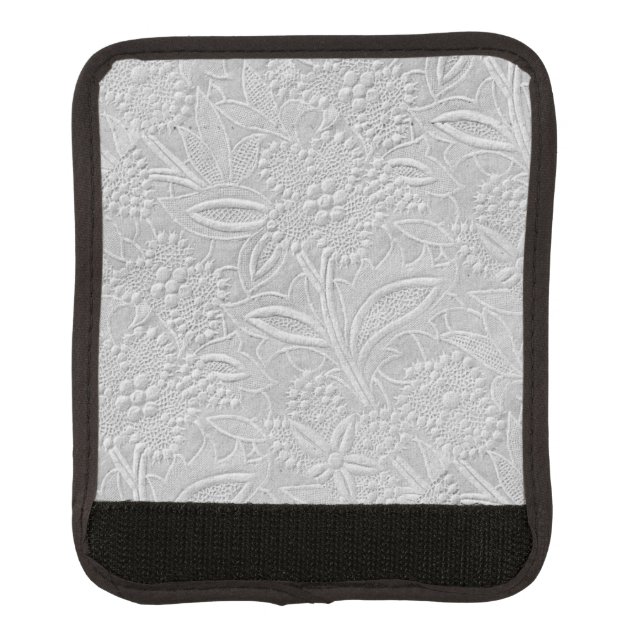 Gray Floral Embossed Look Luggage Handle Wrap (Front)