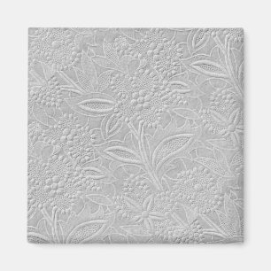 Gray Floral Embossed Look Magnet