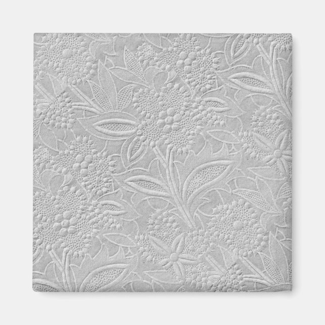 Gray Floral Embossed Look Magnet (Front)