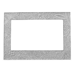 Gray Floral Embossed Look Magnetic Frame