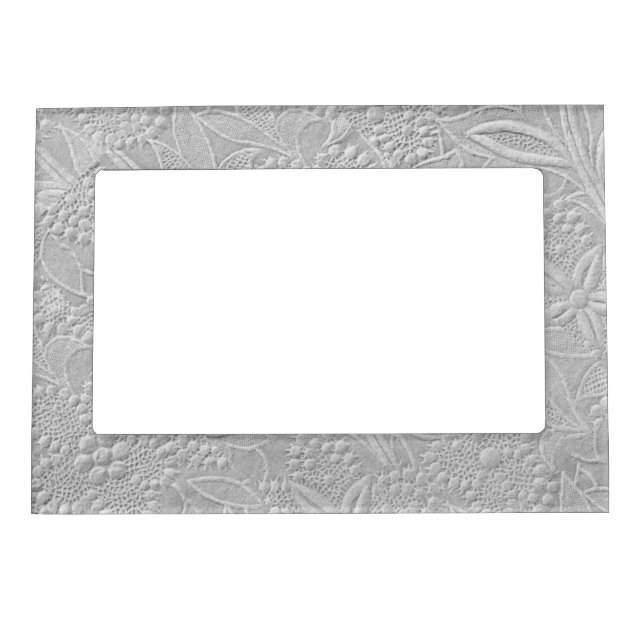 Gray Floral Embossed Look Magnetic Frame (Front)