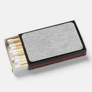 Gray Floral Embossed Look Matchboxes