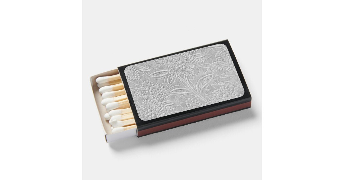 Gray Floral Embossed Look Matchboxes | Zazzle