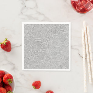 Gray Floral Embossed Look Napkins