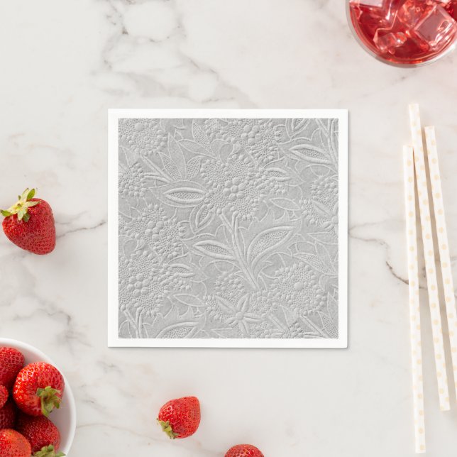 Gray Floral Embossed Look Napkins (Insitu)