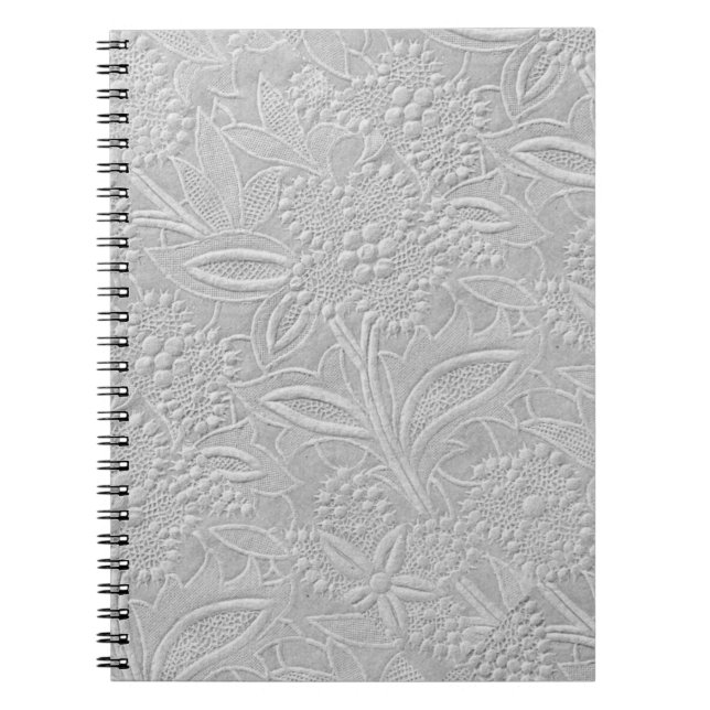Gray Floral Embossed Look Notebook (Front)