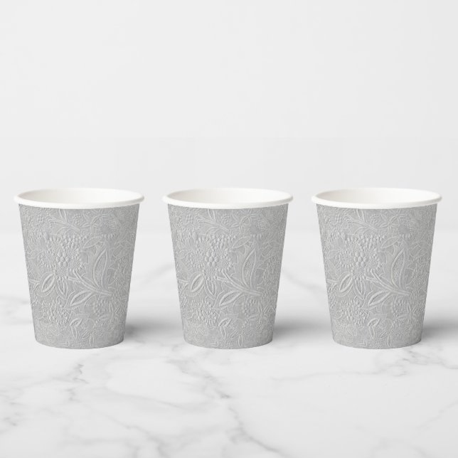 Gray Floral Embossed Look Paper Cups (Multi)