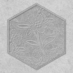Gray Floral Embossed Look Patch