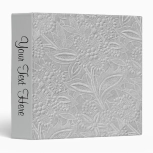 Gray Floral Embossed Look Personal 3 Ring Binder
