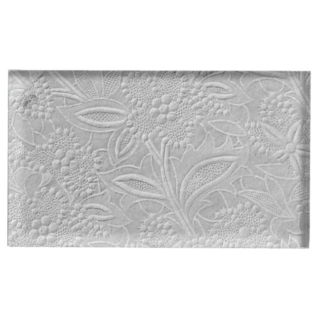 Gray Floral Embossed Look Place Card Holder (Front)
