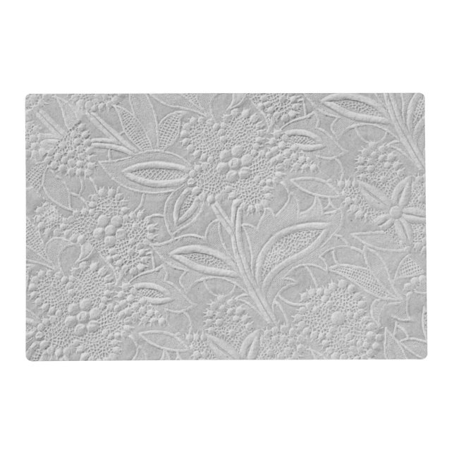 Gray Floral Embossed Look Placemat (Front)