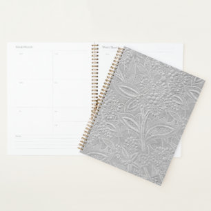 Gray Floral Embossed Look Planner