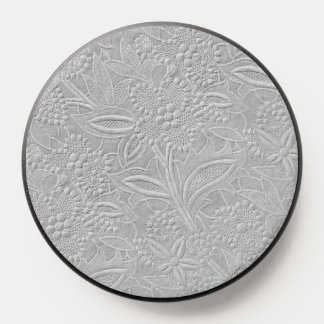 Gray Floral Embossed Look PopSocket