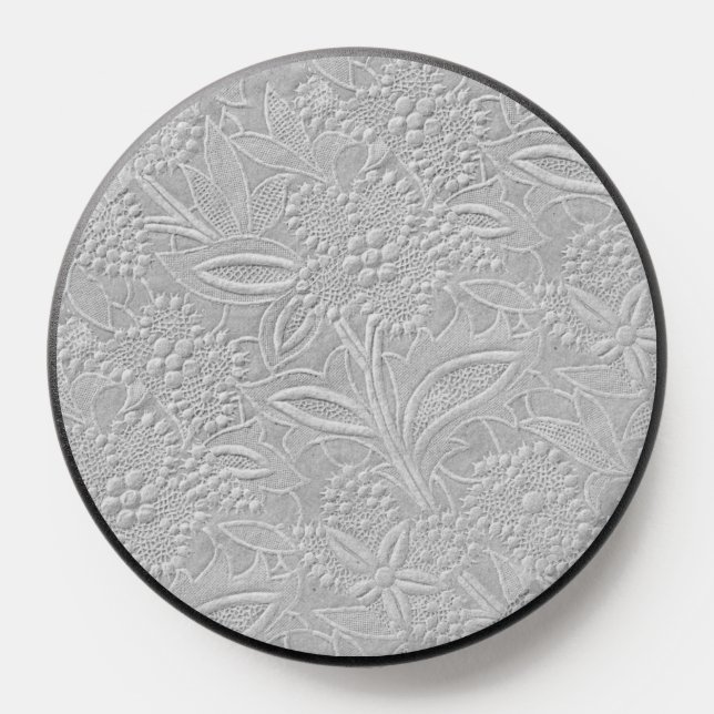 Gray Floral Embossed Look PopSocket (Popsocket)