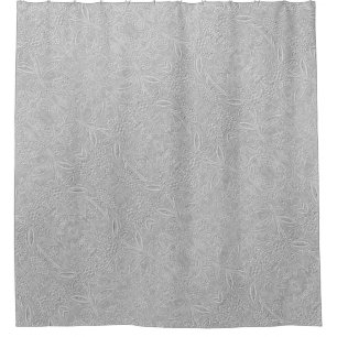 Gray Floral Embossed Look Shower Curtain