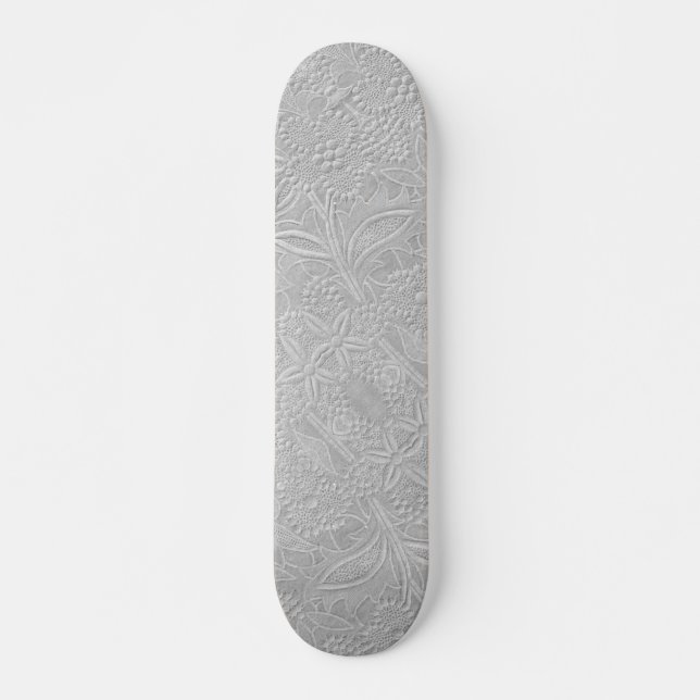 Gray Floral Embossed Look Skateboard (Front)