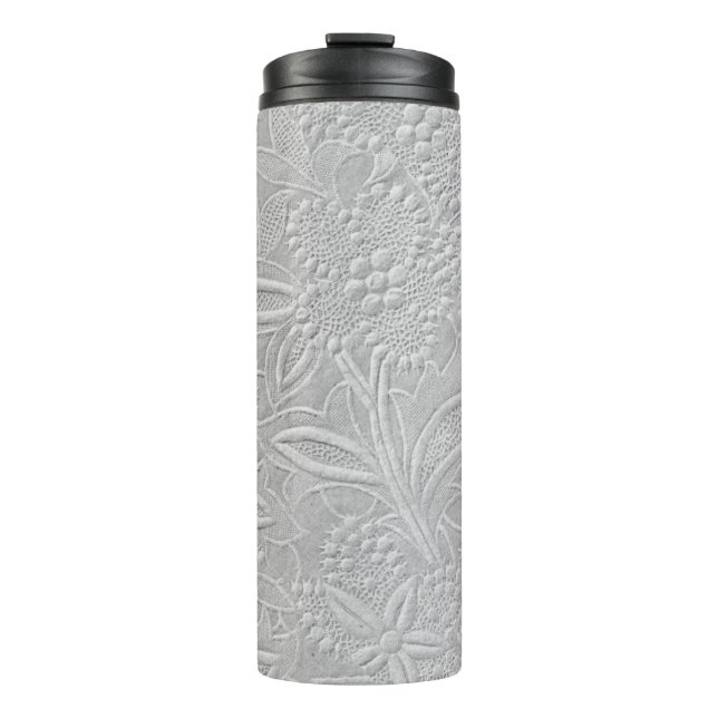Gray Floral Embossed Look Thermal Tumbler (Front)