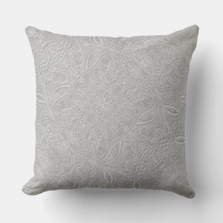 Gray Floral Embossed Look Throw Pillow