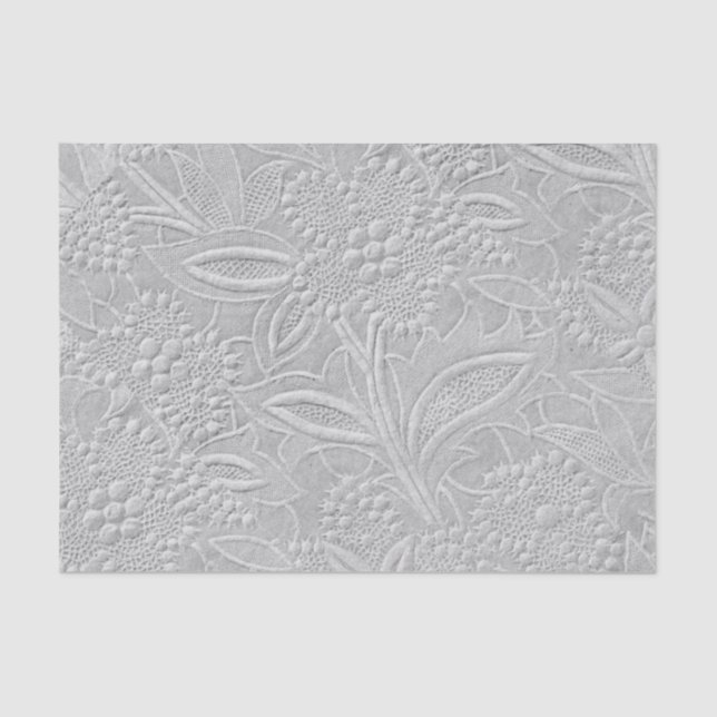 Gray Floral Embossed Look Tissue Paper (Front)