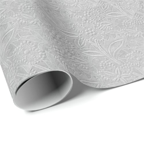 Gray Floral Embossed Look Wrapping Paper