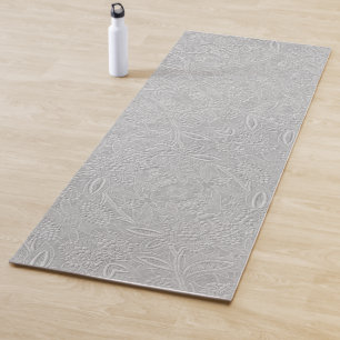 Gray Floral Embossed Look Yoga Mat