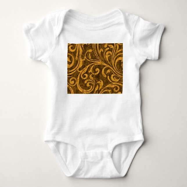 Gray floral, high-resolution seamless texture. baby bodysuit (Front)