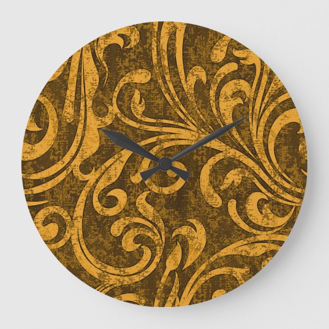 Gray floral, high-resolution seamless texture. large clock (Front)