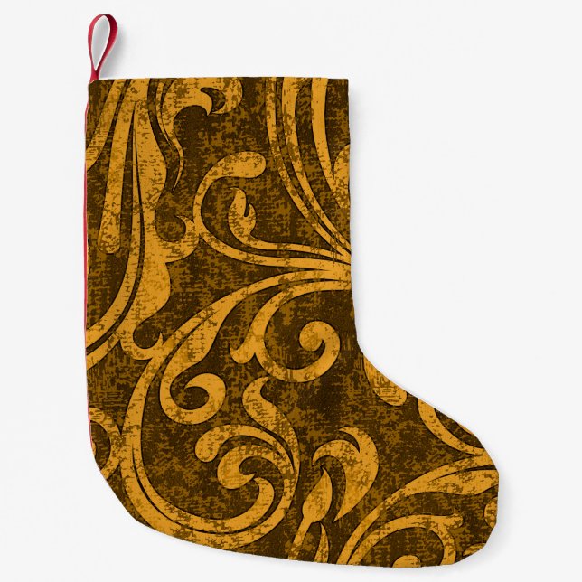 Gray floral, high-resolution seamless texture. small christmas stocking (Front)