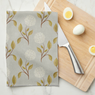 Gray Floral Hydrangea Tea Towel