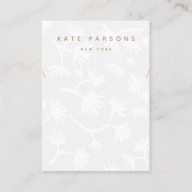 Gray Floral Necklace Display Business Card (Front)