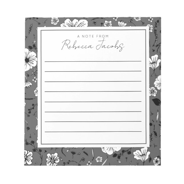 Gray Floral  Notepad (Front)