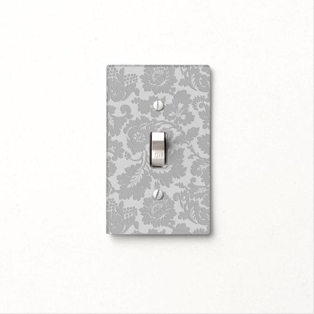 Gray Floral Pattern Light Switch Cover (In Situ)