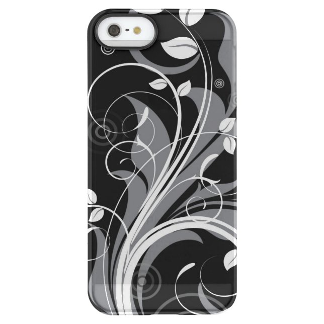 Gray Floral Pattern on Black Uncommon iPhone Case (Back)